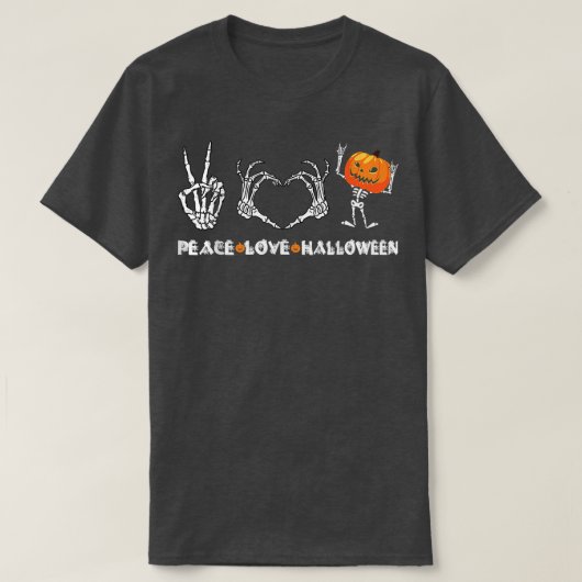 Peace Love Halloween Scary Pumpkin Autumn Hallowee Tシャツ (デザイン正面)