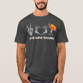Peace Love Halloween Scary Pumpkin Autumn Hallowee Tシャツ