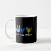 Peace Love Hanukkah Retro Chanukah Jewish Men Wome コーヒーマグカップ (左)