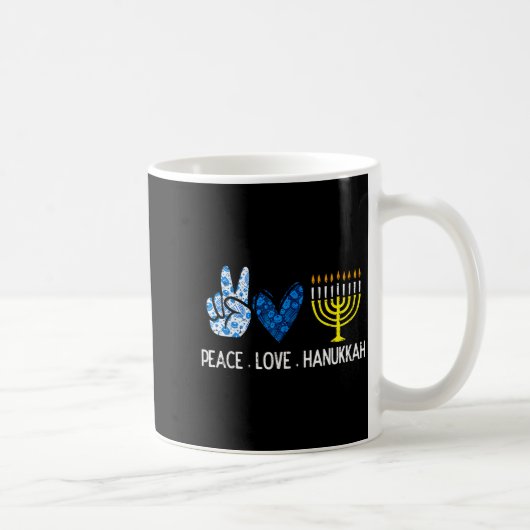 Peace Love Hanukkah Retro Chanukah Jewish Men Wome コーヒーマグカップ (右)