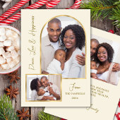 Peace Love Hapiness Script Gold Arch 3 Photo シーズンカード