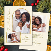 Peace Love Hapiness Script Gold Arch 3 Photo シーズンカード