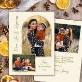 Peace Love Hapiness Script Gold Arch 3 Photo シーズンカード