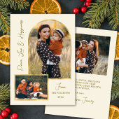 Peace Love Hapiness Script Gold Arch 3 Photo シーズンカード