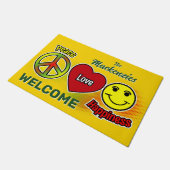 Peace Love Happiness Family ドアマット (アングル)