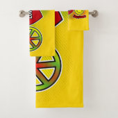 PEACE LOVE HAPPINESS SYMBOLSの名前を黄色に バスタオルセット (インサイチュ)