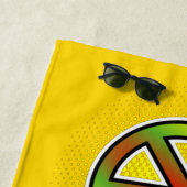 PEACE LOVE HAPPINESS SYMBOLSの名前を黄色に ビーチタオル (インサイチュ)