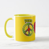PEACE LOVE HAPPINESS SYMBOLSの名前を黄色に マグカップ (左)