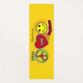 PEACE LOVE HAPPINESS SYMBOLSの名前を黄色に ヨガマット (正面)