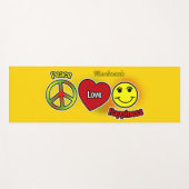 PEACE LOVE HAPPINESS SYMBOLSの名前を黄色に ヨガマット (正面(横))