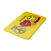 Peace Love Happiness Yellow バスマット (アングル)
