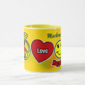 Peace Love Happiness Yellow マグカップ (中央)