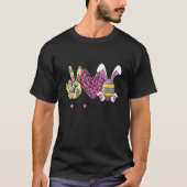 Peace Love Happy Easter's Day Pink Leopard Eggs Bu Tシャツ (正面)