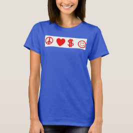 PEACE LOVE HAPPY MONEY女性の灰色の花のタンクトップ Tシャツ