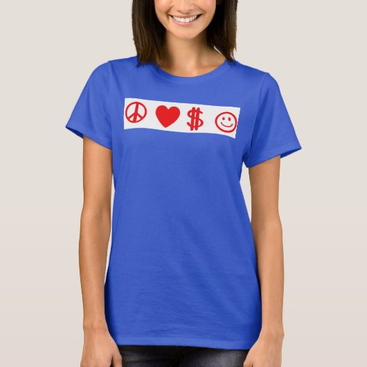 PEACE LOVE HAPPY MONEY女性の灰色の花のタンクトップ Tシャツ (正面)