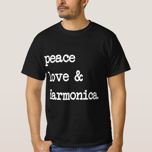 Peace Love Harmonica Tシャツ (正面)