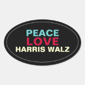 PEACE LOVE HARRIS WALZオーバルステッカー 楕円形シール (正面)