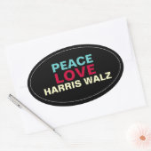 PEACE LOVE HARRIS WALZオーバルステッカー 楕円形シール (封筒)