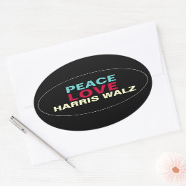 PEACE LOVE HARRIS WALZオーバルステッカー 楕円形シール
