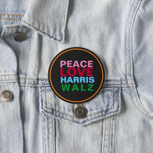 PEACE LOVE HARRIS WALZピンクレッドブルーラウンド 缶バッジ (インサイチュ)