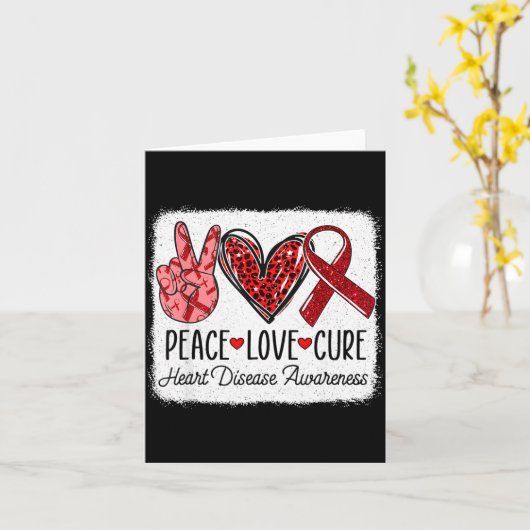 Peace Love Heart Disease Awareness Chd Suprt Wear  カード (黄色い花)