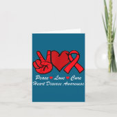 Peace Love Heart Disease Awareness Chd Suprt Wear  カード (正面)