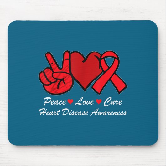 Peace Love Heart Disease Awareness Chd Suprt Wear  マウスパッド (正面)