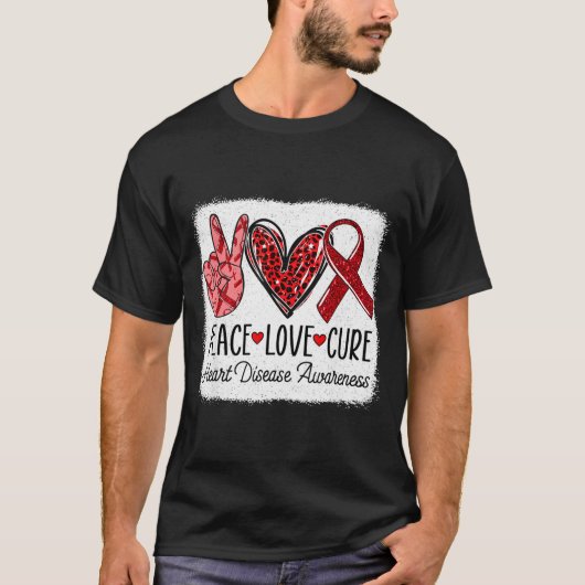 Peace Love Heart Disease Awareness Chd Suprt Wear  Tシャツ (正面)