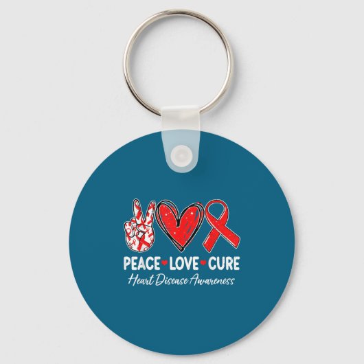 Peace Love Heart Health Heart Disease Awareness Ch キーホルダー (正面)