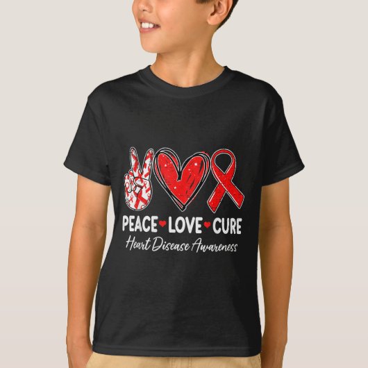 Peace Love Heart Health Heart Disease Awareness Ch Tシャツ (正面)