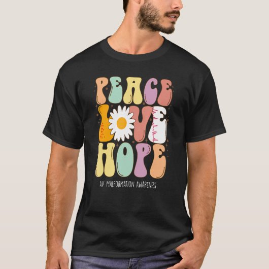 Peace Love Hope AV Malformation Awareness Tシャツ (正面)