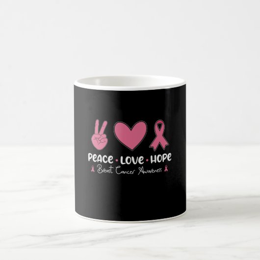 Peace Love Hope Matching Breast Cancer Awareness コーヒーマグカップ (中央)