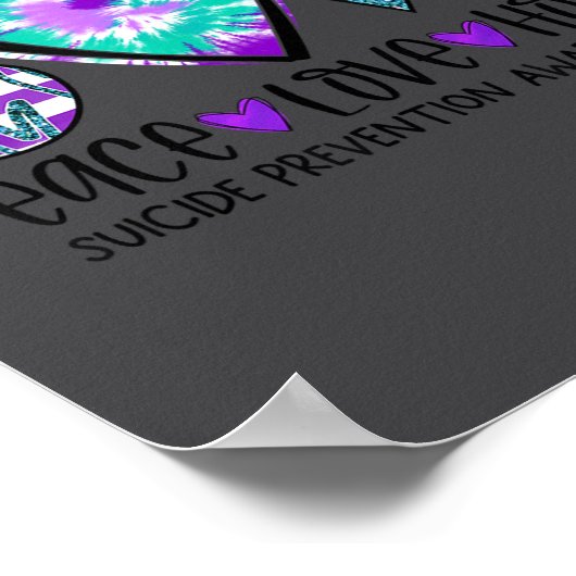 Peace Love Hope Suicide Prevention Awareness Tie-d ポスター (角)