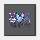 Peace Love Hope Suicide Prevention Awareness Tie-d マグネット (正面)
