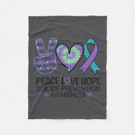 Peace Love Hope Suicide Prevention Tie Dye Awarene フリースブランケット (正面)