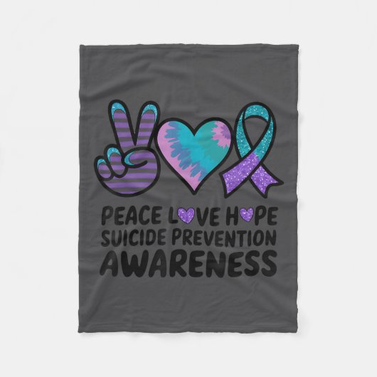 Peace Love Hope Suicide Prevention Tie Dye Awarene フリースブランケット (正面)