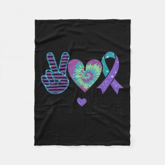 Peace Love Hope Suicide Prevention Tie Dye Awarene フリースブランケット (正面)