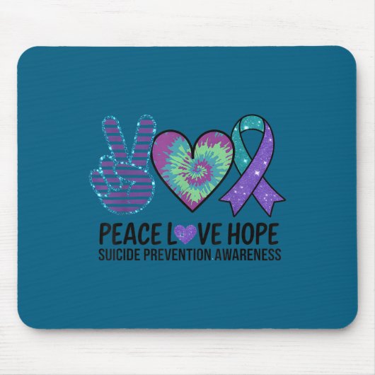 Peace Love Hope Suicide Prevention Tie Dye Awarene マウスパッド (正面)
