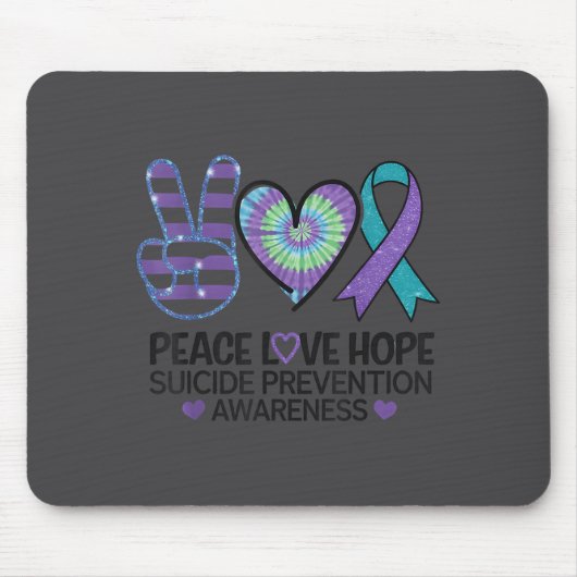 Peace Love Hope Suicide Prevention Tie Dye Awarene マウスパッド (正面)