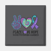 Peace Love Hope Suicide Prevention Tie Dye Awarene マグネット (正面)