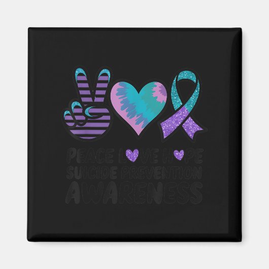 Peace Love Hope Suicide Prevention Tie Dye Awarene マグネット (正面)