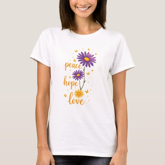 Peace Love Hope Tシャツのポジティ感動的ビティ Tシャツ (正面)