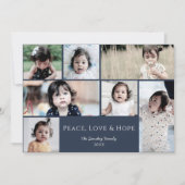 Peace Love Hope White Photo Holiday Card シーズンカード (正面)