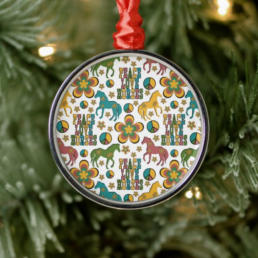Peace Love Horses Christmas Ornament Keepsake メタルオーナメント (ツリー)
