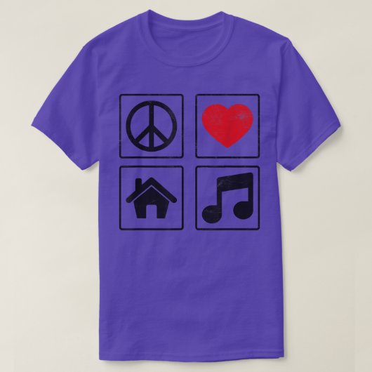 Peace Love House Music - Edm Dance Music Festival  Tシャツ (デザイン正面)