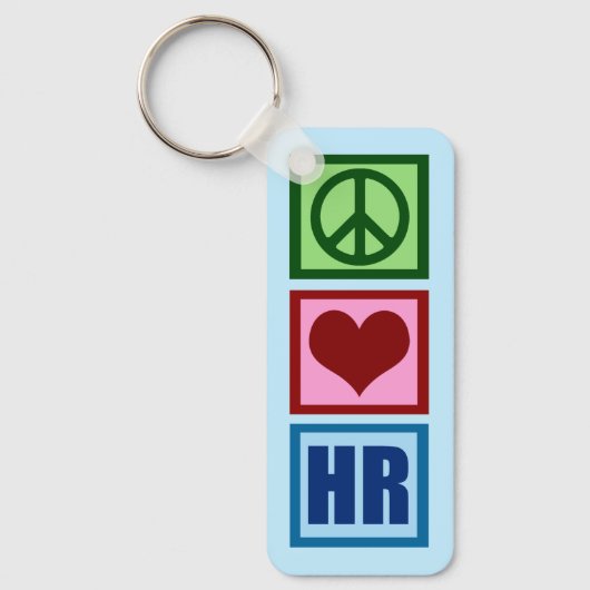 Peace Love HRパーソナライズされた Human Resources Blue キーホルダー (正面)