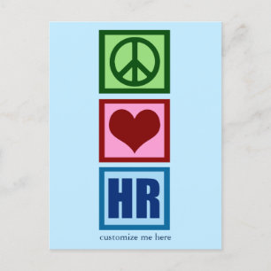 Peace Love HRパーソナライズされた Human Resources Blue ポストカード