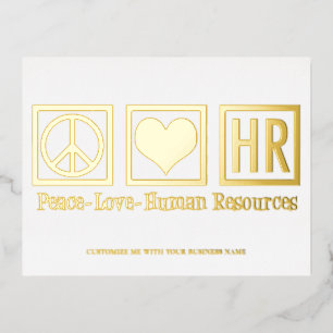 Peace Love HR人事エレガント金ゴールド 箔シーズンポストカード