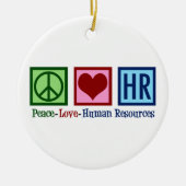 Peace Love HR人事クリスマス セラミックオーナメント (正面)