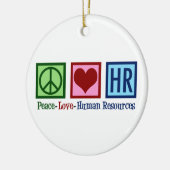 Peace Love HR人事クリスマス セラミックオーナメント (左)